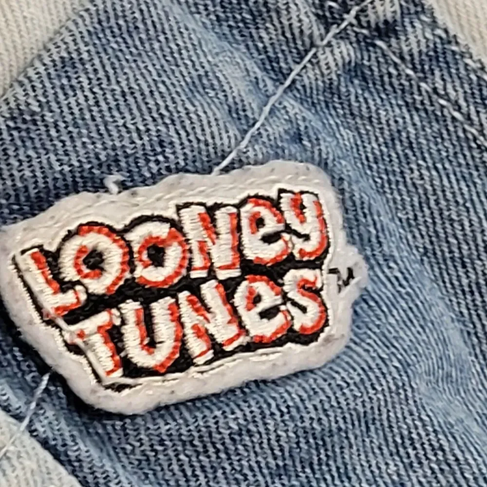 Looney Tunes Justice size 18 denim coverall jumper bugs bunny colorblock tweety